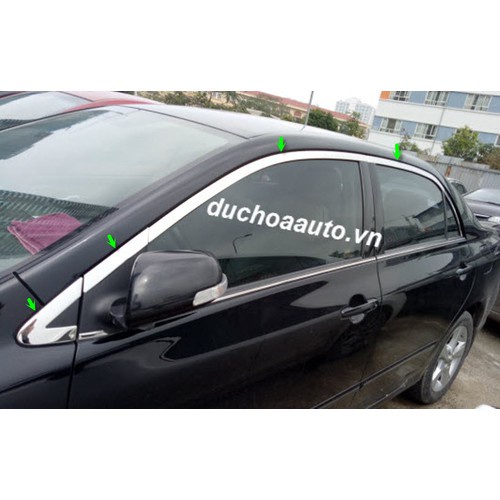 Nẹp viền inox cong kính Toyota Altis 2009 2010 2011 2012 2013