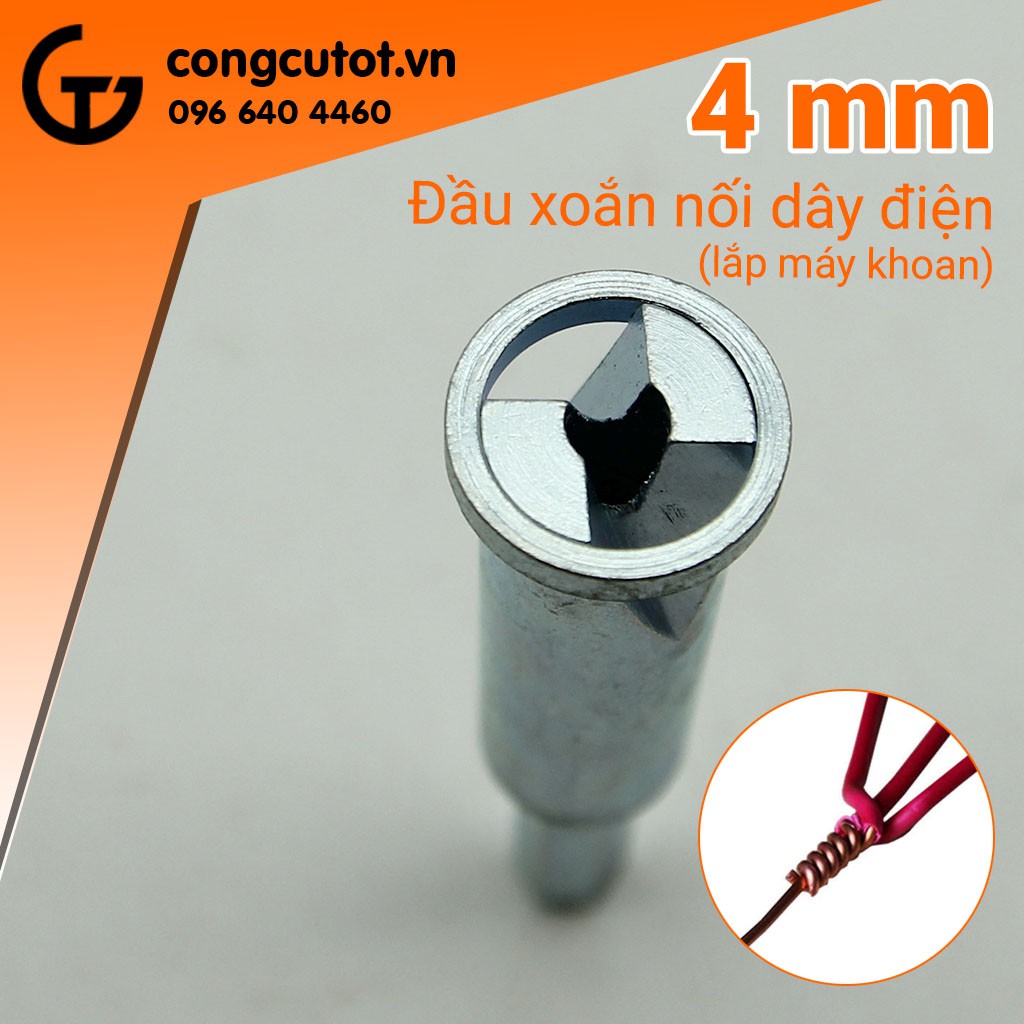 Đầu xoắn nối dây điện 4mm lắp máy khoan