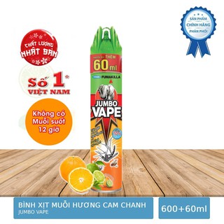 Bình xịt muỗi Jumbo Vape FIK Hương Cam Chanh 600ml Tăng Thêm 60ml