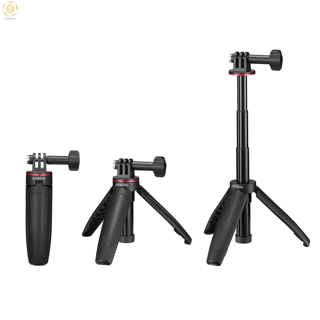 Shipped within 12 hours】 Andoer Action Camera Vlog Kit Including Video Cage with Dual Cold Shoe Mount 55mm Filter Adapter + Extendable Selfie Stick Tripod Replacement for   9