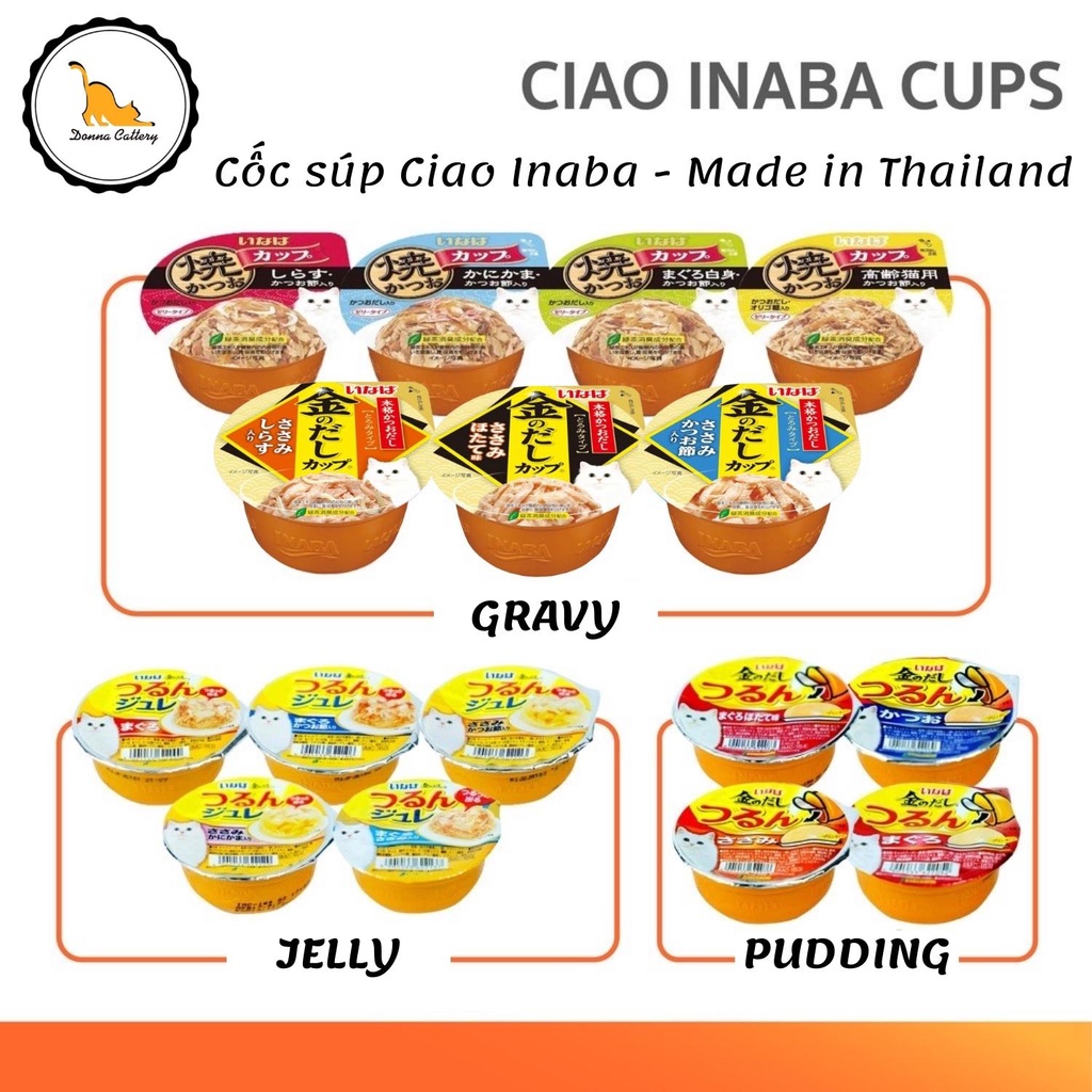 CỐC PUDDING SÚP INABA CIAO CHO MÈO MADE IN THAILAND ĐỦ HƯƠNG VỊ 65g 70g