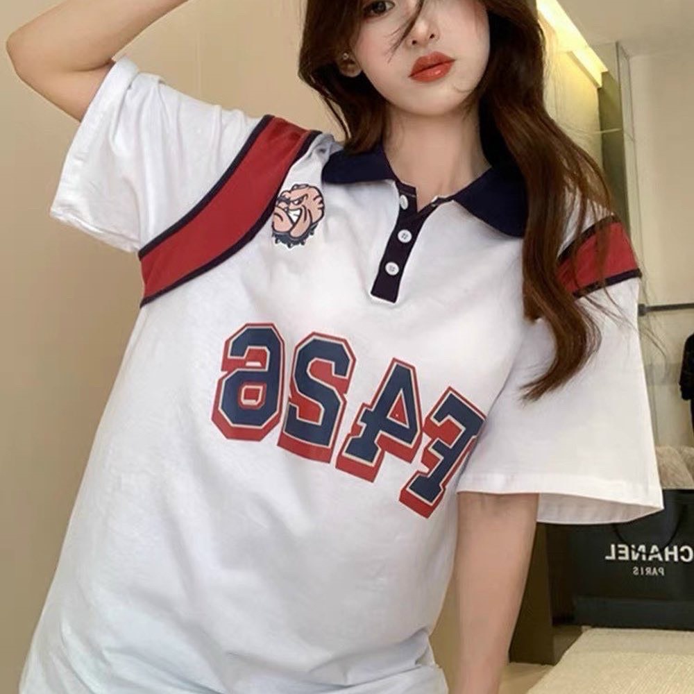 Áo POLO Cổ Bẻ In F248 Cặp Đôi Fom Rộng Thoải Mái , Cotton Hàn Cao Cấp Thoải Mái Hoạt Động Mã TEEN234