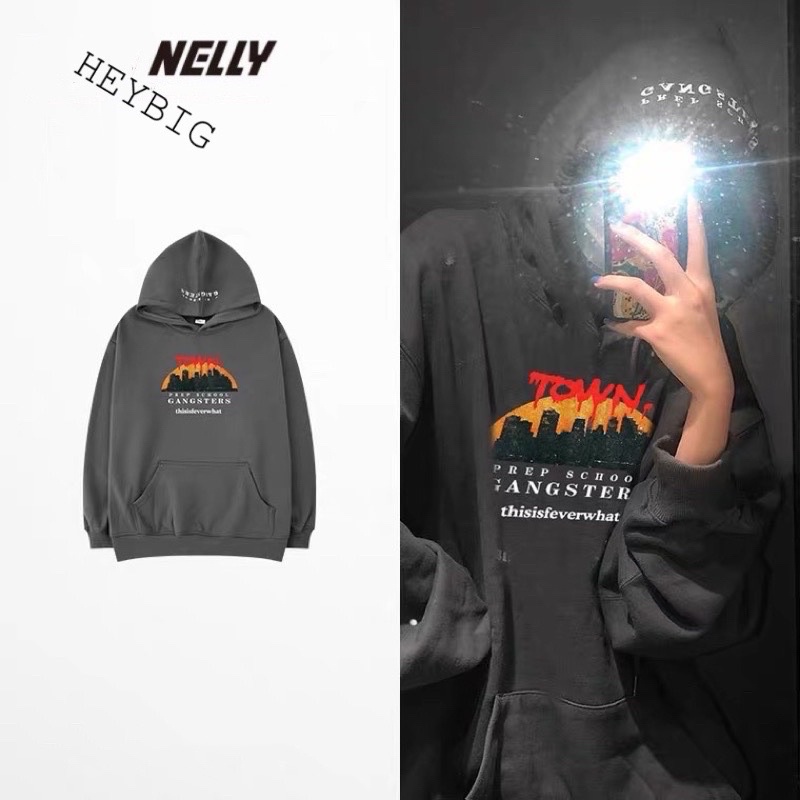 Áo hoodie nỉ bông  Nelly Heybig form rộng dành cho nam và nữ Gangsters