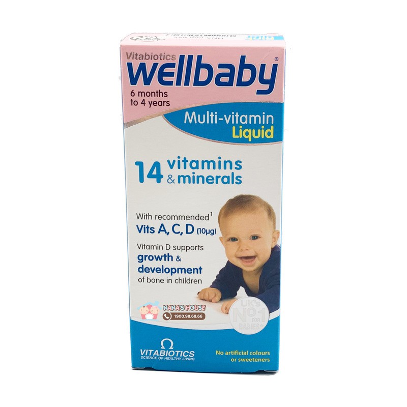 Wellbaby Multivitamin liquid [UK] - Vitamin Tổng Hợp Cho Bé 6 tháng - 4 tuổi