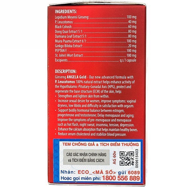Sâm Angela Gold -Giúp làm đẹp da, tăng cường sinh lý nữ, làm chậm mãn kinh