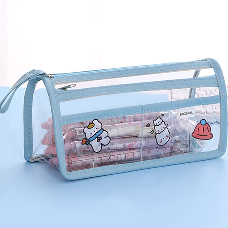 Túi Đựng Bút Trong Suốt Cỡ Lớn Hai Lớp Chống Thấm Nước Tiện Dụng Cho Học Sinh Ốp