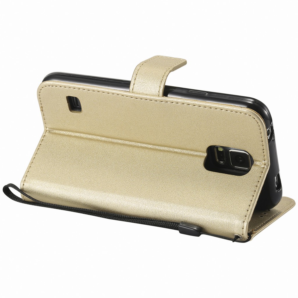 Bao da cao cấp màu trơn có ngăn để thẻ tiện dụng và dây đeo cho Samsung A5 2016 | BigBuy360 - bigbuy360.vn