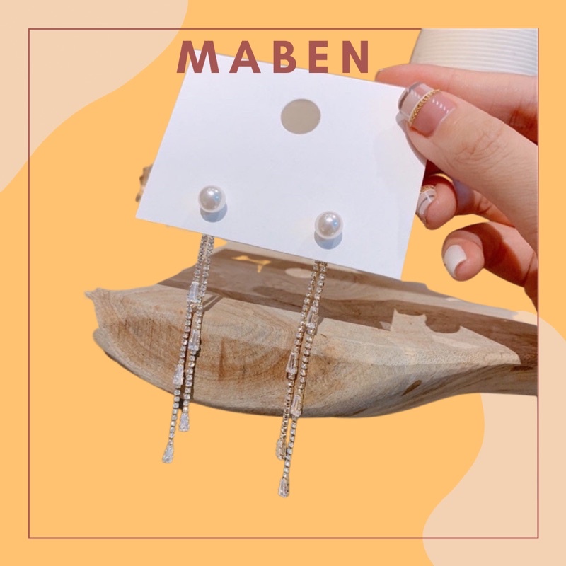 Hoa tai đính hạt dáng dài cổ điển- Maben