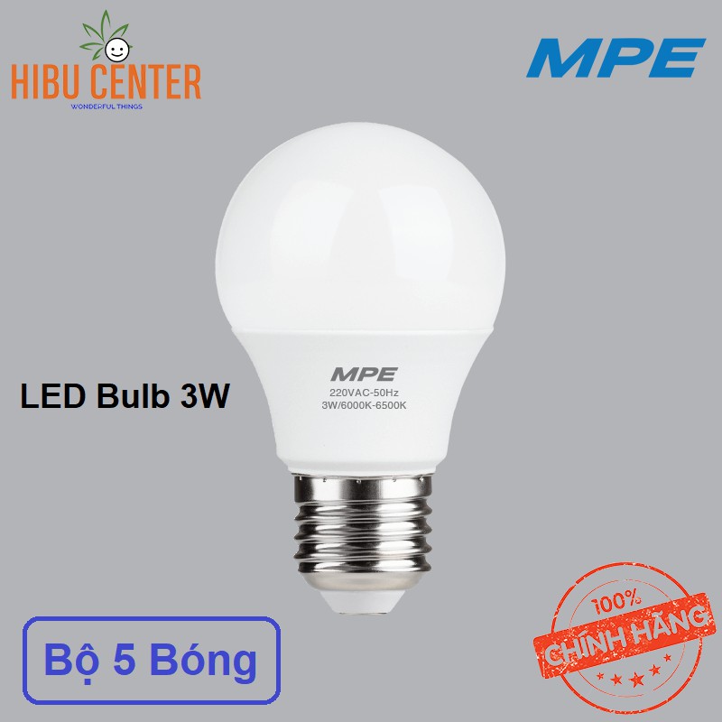 Combo 5 Bóng LED Bulb MPE 3W/ 5W/ 7W Hiệu Suất Ổn Định, Tuổi Thọ 30.000H, Thiết Kế Hiện Đại – Hàng Chính Hãng HIBUCENTER
