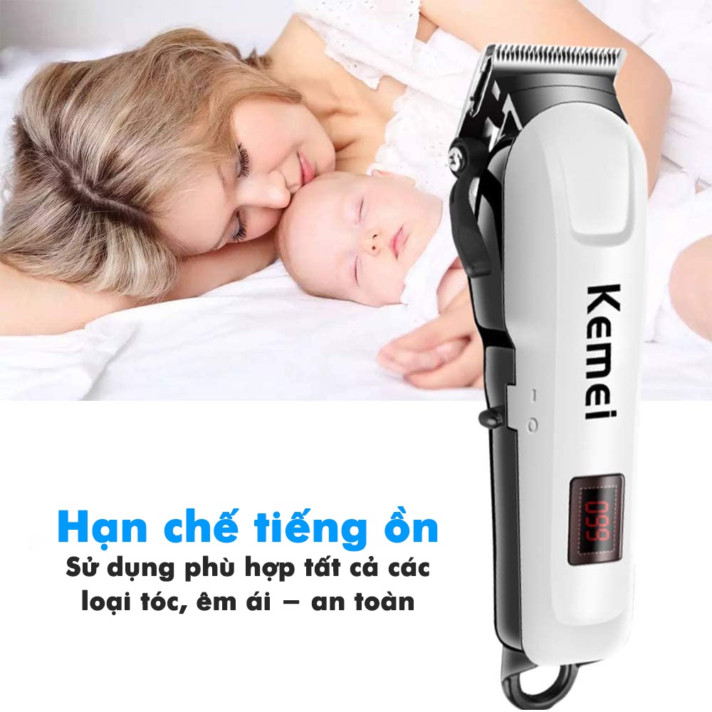 Tông Đơ Cắt Tóc Chuyên Nghiệp không dây KEMEI KM-809A (quà tặng bộ kéo) - Máy hớt tóc, máy cạo râu