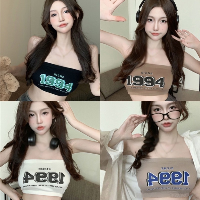 Áo Lót Croptop In Chữ Phong Cách Hàn Quốc Cho Nữ