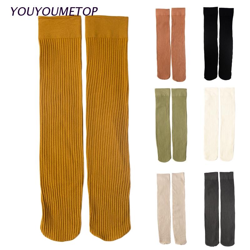 Vớ Cổ Cao Mỏng Nén Màu Trơn Thời Trang Xuân Thu Cho Nữ