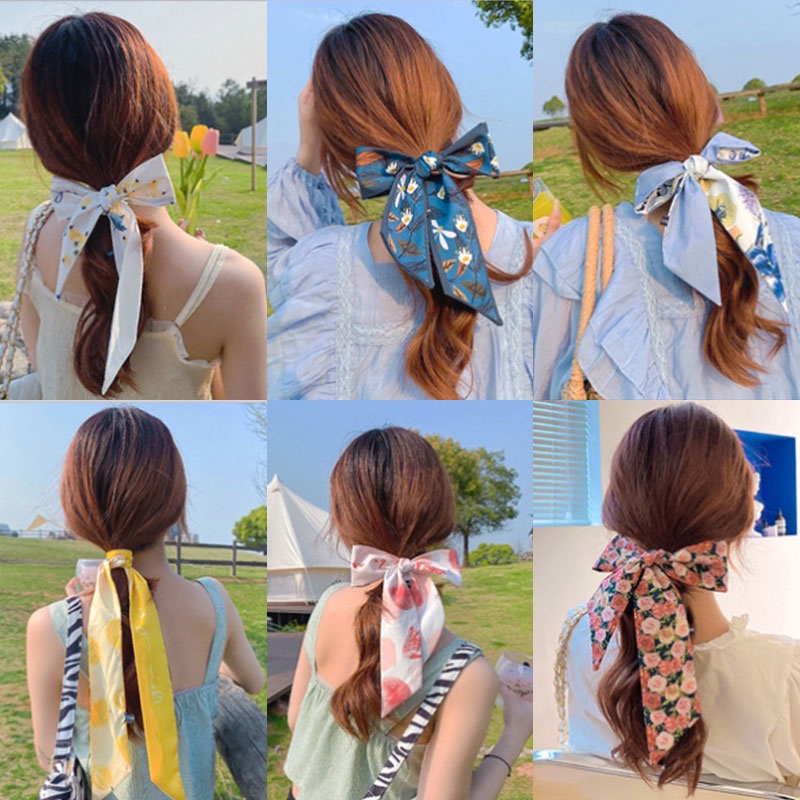 Khăn lụa buộc tóc phong cách retro thanh lịch nữ tính