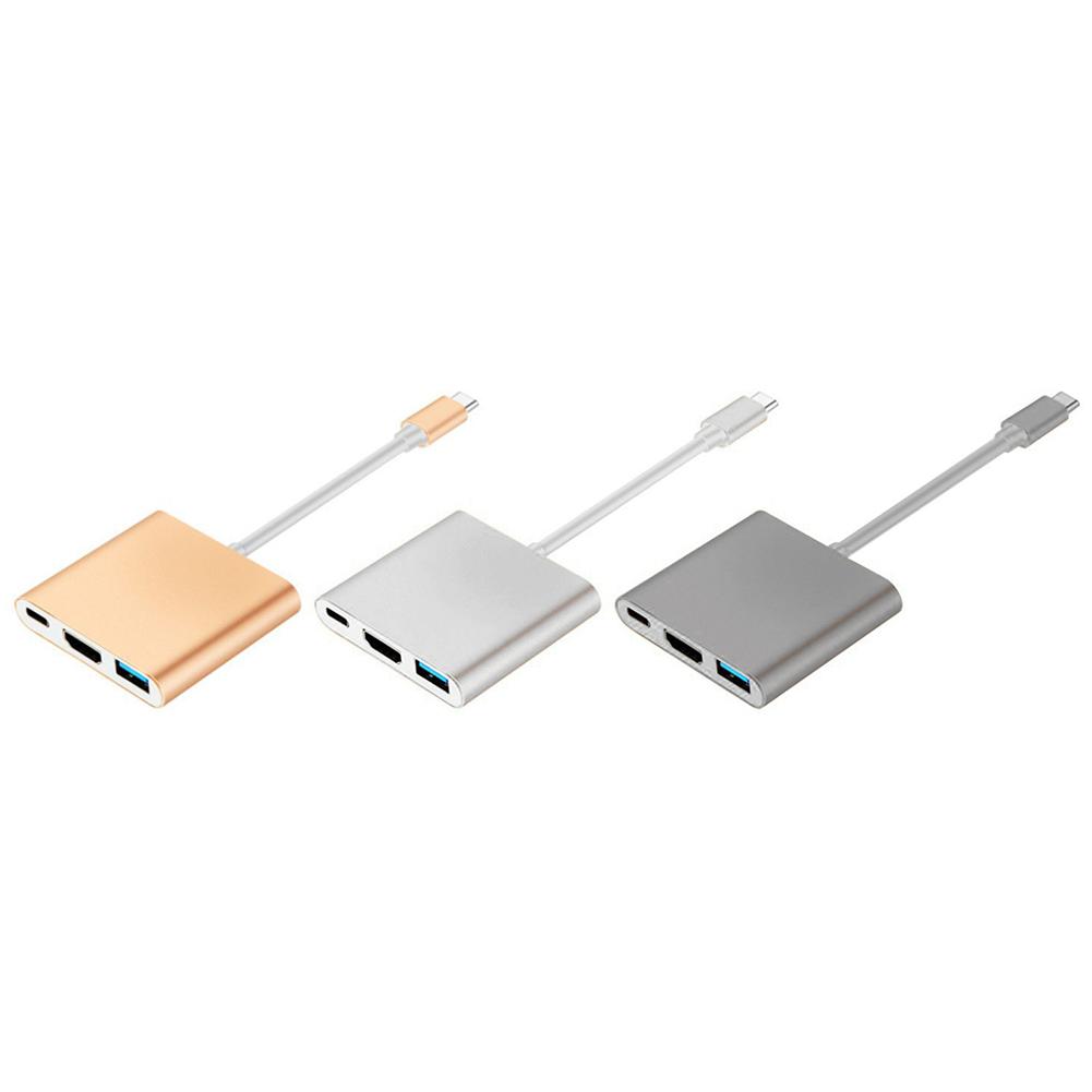 Loại C USB 3.1 sang USB-C 4K HDMI USB 3.0 Bộ chuyển đổi 3 trong 1 Hub cho Apple Macbook Lô
