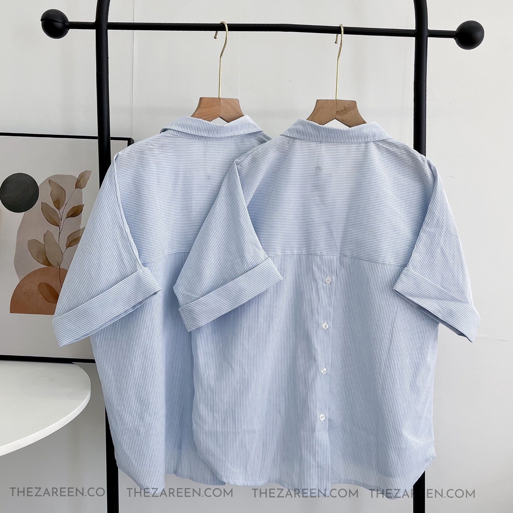 ZAREEN | ÁO SƠ MI TAY NGẮN XẺ VẠT SAU ZAREEN SOM54 XANH DƯƠNG