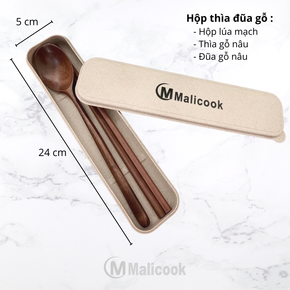 Set thìa đũa gỗ văn phòng  MALICOOK