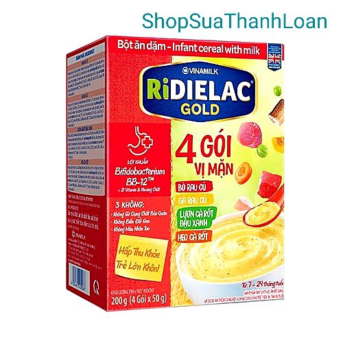 [HSD T12-2021] BỘT ĂN DẶM RIDIELAC GOLD 4 VỊ MẶN - HỘP GIẤY 200G