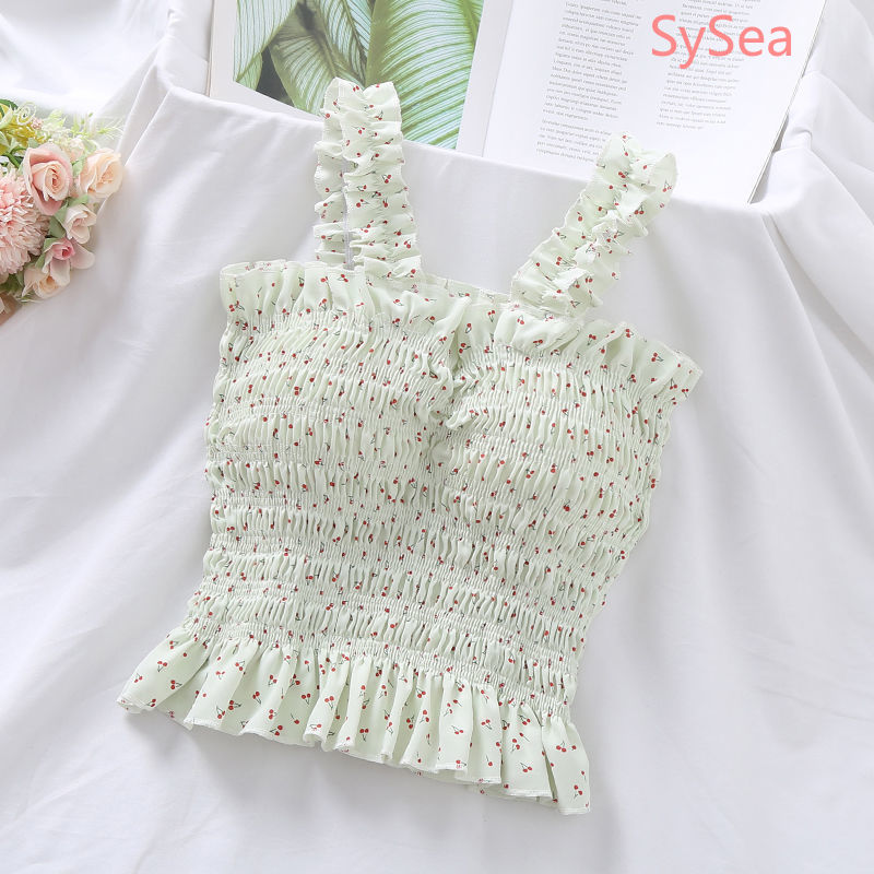 Áo hai dây họa tiết hoa phong cách retro thời trang hè cho nữ