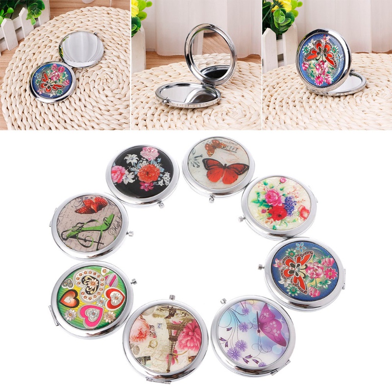 Gương Trang Điểm Mini Bỏ Túi Gấp Được Hai Mặt Phong Cách Vintage