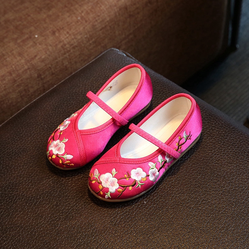 Giày búp bê vải thêu hoa phong cách Trung Quốc xinh xắn cho bé