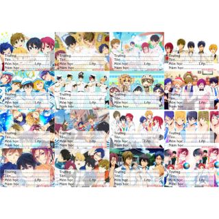 Nhãn vở anime free! Combo 2 tờ [1 tờ 16 nhãn chỉ với giá 10k]