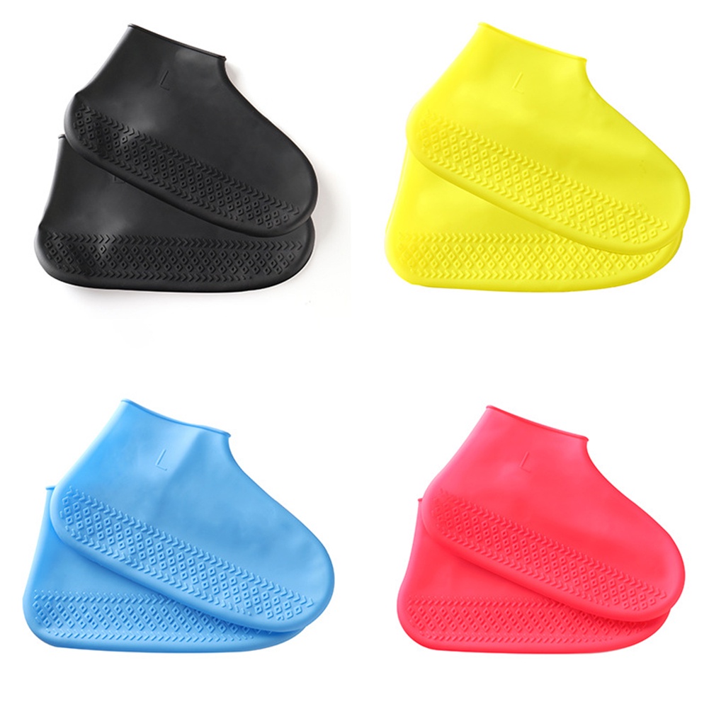 Vỏ Bọc Giày Đi Mưa Màu Trơn Dày Dặn Chống Trượt Chống Thấm Nước Có Thể Tái Sử Dụng