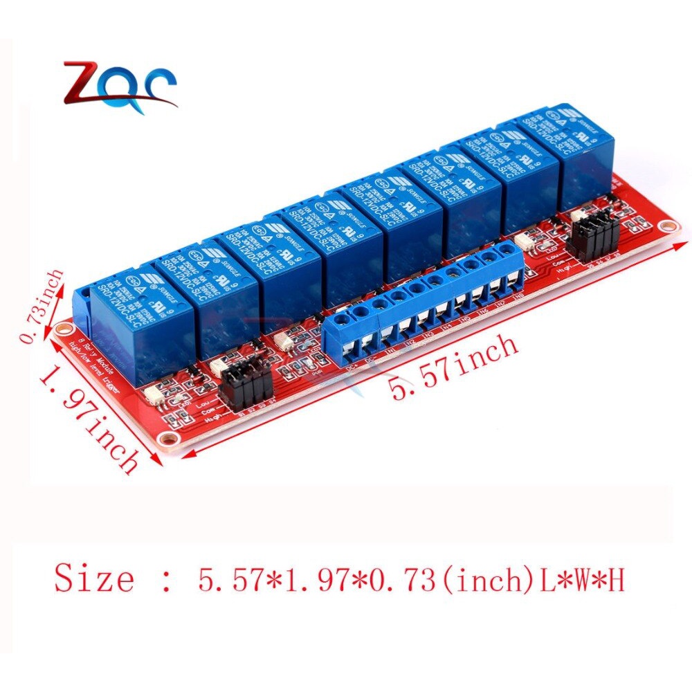 8 Channel DC 5V 12V 24V Relay Module Board Shield with Optocoupler High and Low Level Trigger for Arduino