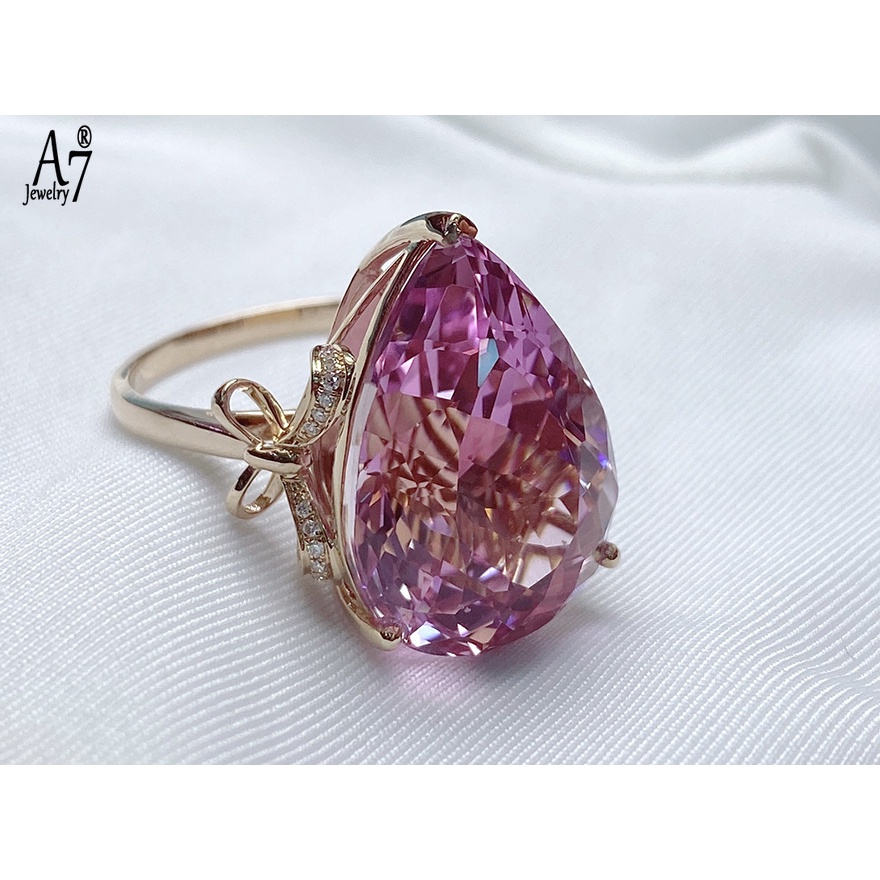 Nhẫn Hở Đính Đá Hình Giọt Nước Và Nơ A7