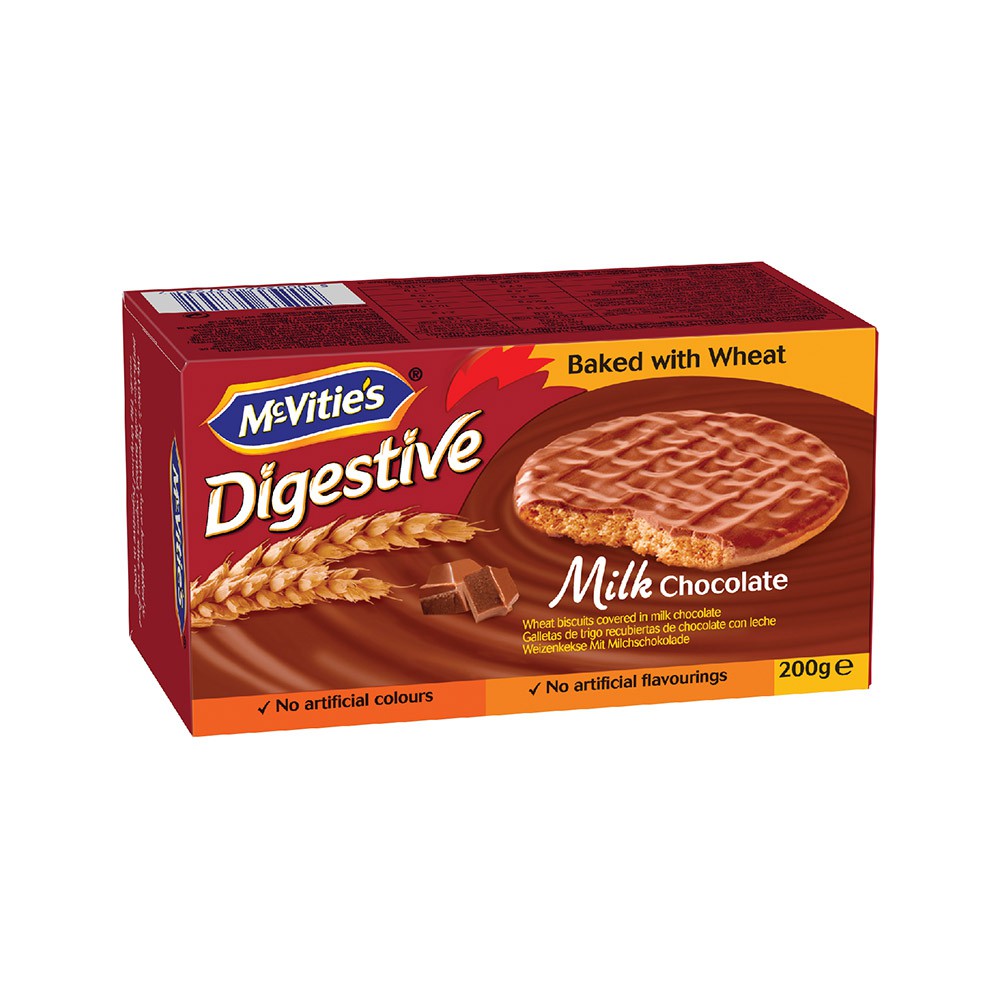 BÁNH QUY LÚA MÌ NGUYÊN CÁM SÔ CÔ LA SỮA MCVITIE'S DIGESTIVE 200G