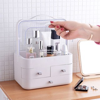 [Size Lớn 34cm] KỆ MỸ PHẨM CAO CẤP 3 TẦNG CÓ QUAI XÁCH VÀ NẮP ĐẬY CHỐNG BỤI CỰC XINH