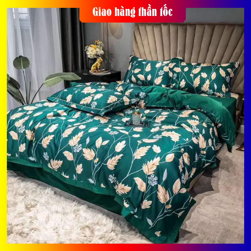 Bộ chăn ga + 2 vỏ gối lụa LỤA TENCEL Hàn Quốc sang chảnh(chăn trần bông)