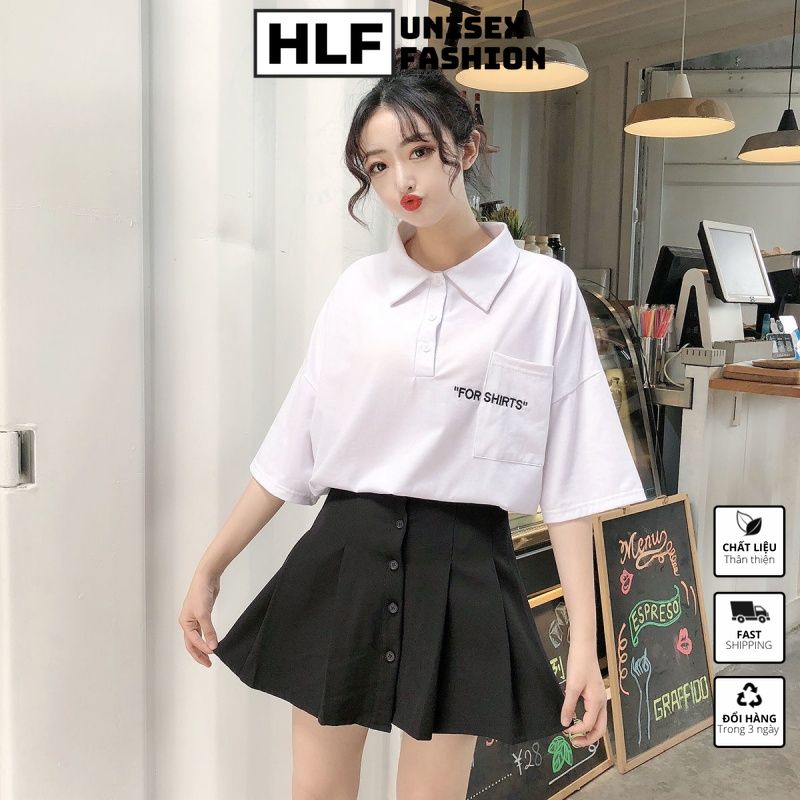 Áo thun polo cổ trụ unisex Ulzzang có túi For-shirt, áo thun có cổ HLFashion