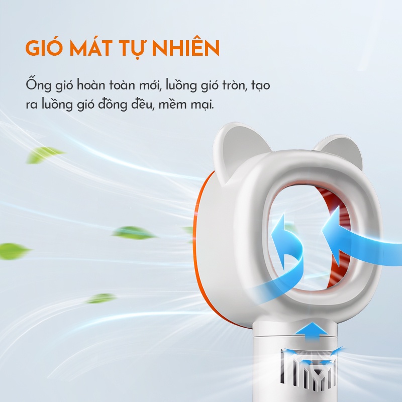 Quạt không cánh cầm tay GAABOR GFH-N80A pin 1200mAh sạc USB - Hàng chính hãng