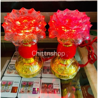 ĐÈN BÀN THỜ HOA SEN ĐỔI MÀU (1CẶP)