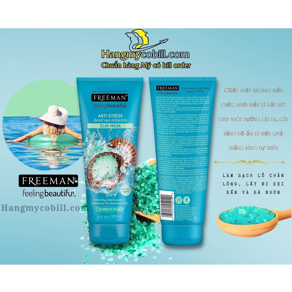 (có bill nhập)Mặt Nạ Khoáng Biển Xã Stress Freeman Anti-Stress Dead Sea Minerals Clay Mask