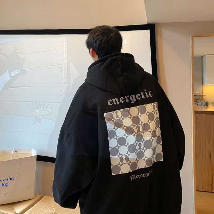 Áo Hoodie Dáng Rộng In Chữ Phong Cách Nhật Bản Thời Trang Chất Lượng Cao Cho Nam Size M-5XL