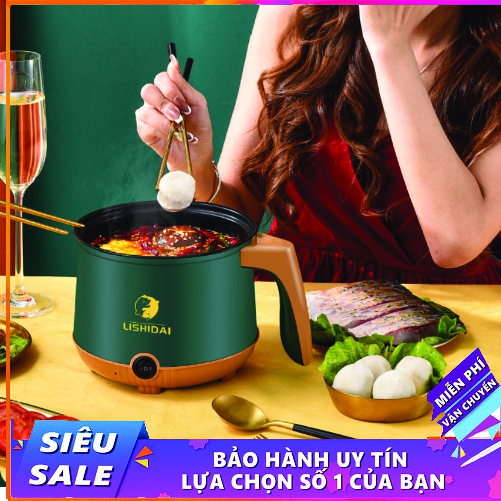 Nồi lẩu mini đa chức năng,cao cấp,chống dính 2 tầng giành cho 1-2 người , Tặng kèm khay hấp