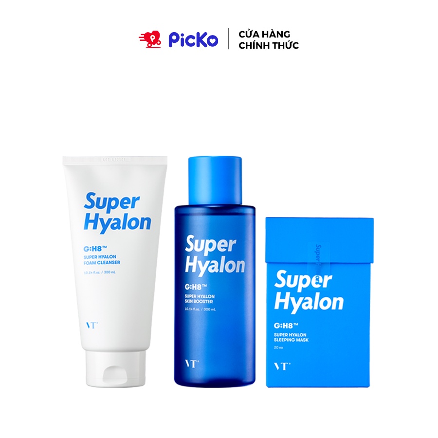 Set 3 sản phẩm chăm sóc da VT Super Hyalon (Sữa rửa mặt, Nước cân bằng và Mặt nạ ngủ) PICKO