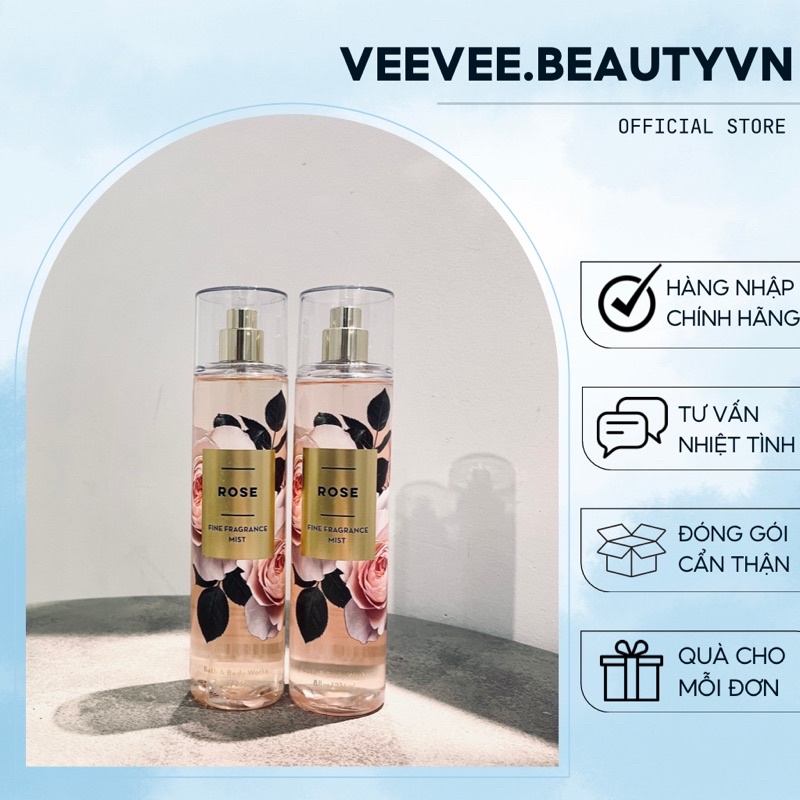 Body Mist ROSE - Xịt Thơm Toàn Thân Bath and Body Works BBW Khử Mùi Nước Hoa