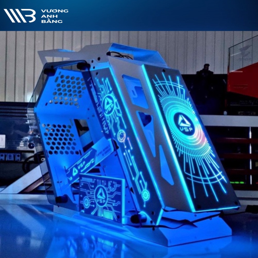 Thùng máy tính, Case VSP E-ROG ES1 Gaming Pink/Blue (563x254x496mm, Hông kính cường lực, 1xUSB3.0, Sẵn LED)