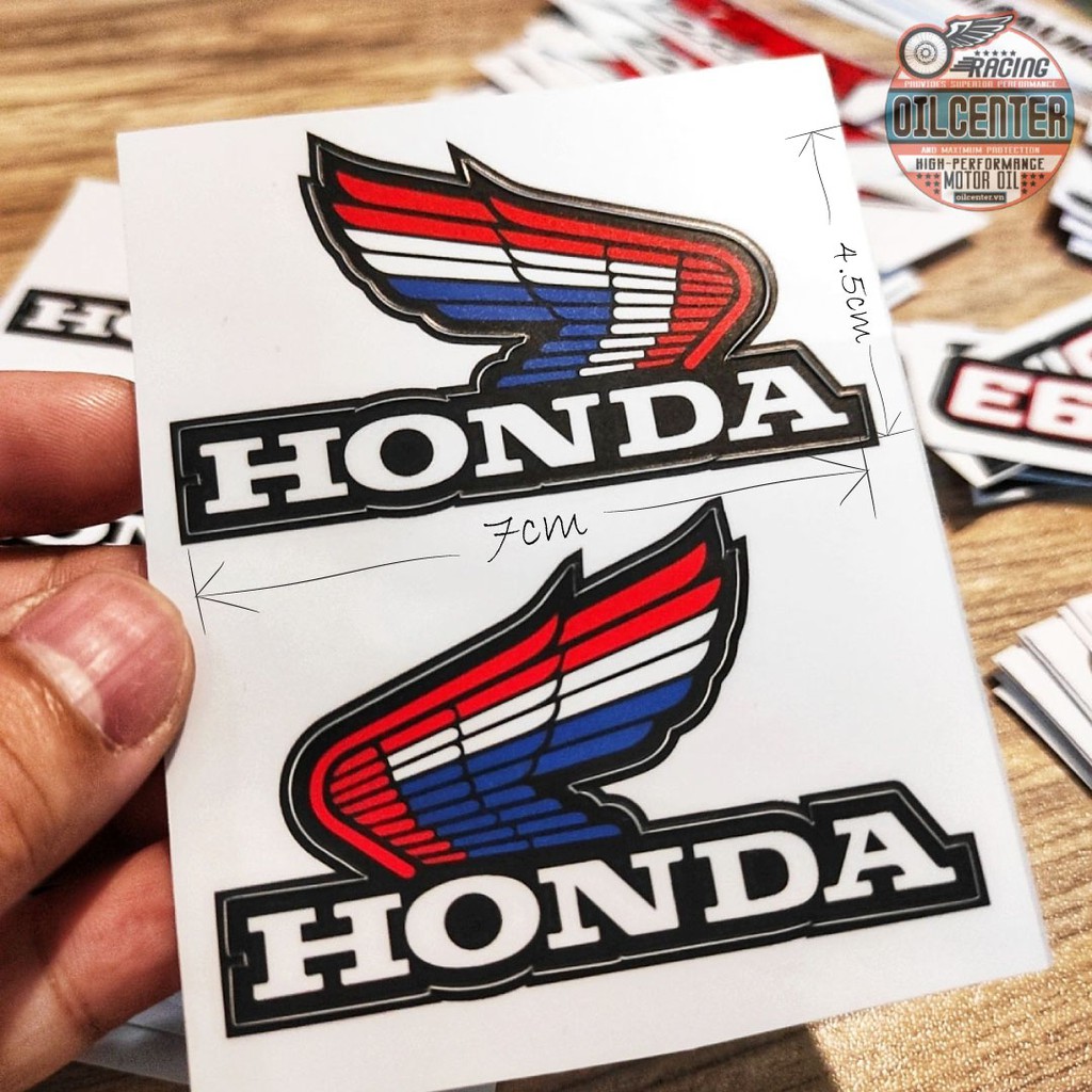 Bộ 2 tem Logo Cánh Chim Honda HRC Chống Nước Kiểu HRC