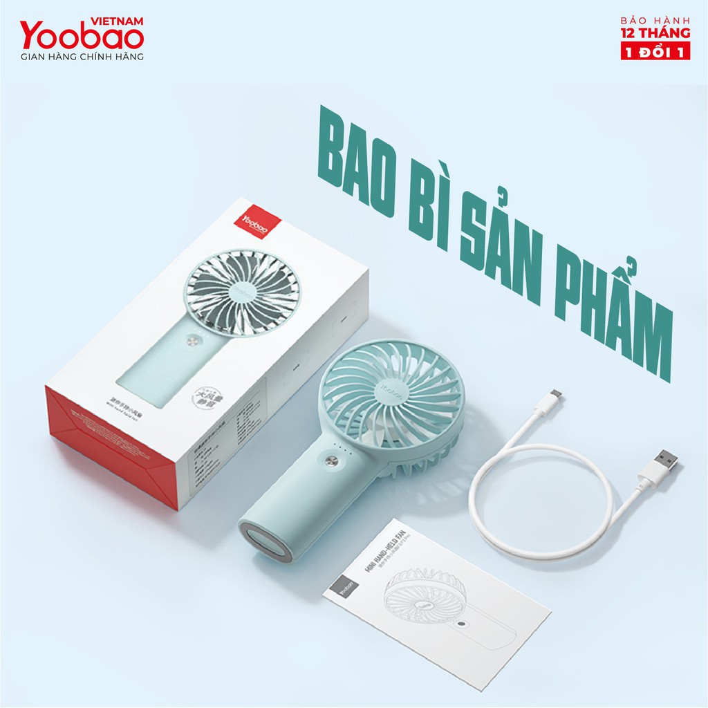 NEW- Quạt cầm tay Yoobao F3 4000-6000mah ,quạt mini tích điện pin cực khỏe chạy liên tục 30h , mẫu mới 2020