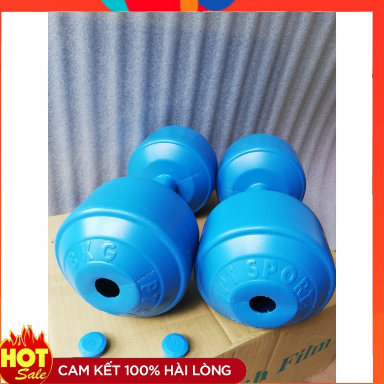 Bộ 2 Tạ tay nhựa tròn 7kg PT Sport có ruột (2 cái 7kg, tổng 14kg) - XẢ KHO GIÁ SỐC