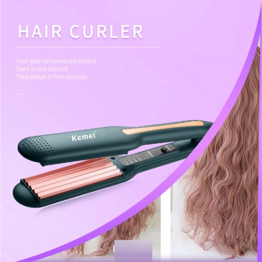 𝓗à𝓷𝓰 𝓒𝓱í𝓷𝓱 𝓗ã𝓷𝓰 Máy Làm Tóc, Dập Xù, Kẹp Tóc, Ép tóc, Duỗi Tóc Bản Lớn Chỉnh Nhiệt Kemei Km 9827 - Bảo Hành 24 Tháng