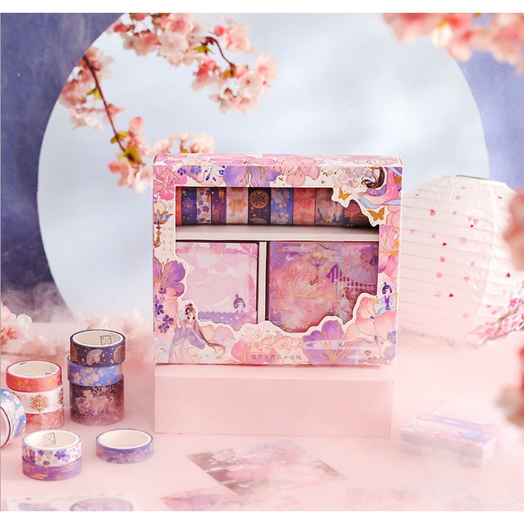 Set washi và sticker nhũ lấp lánh