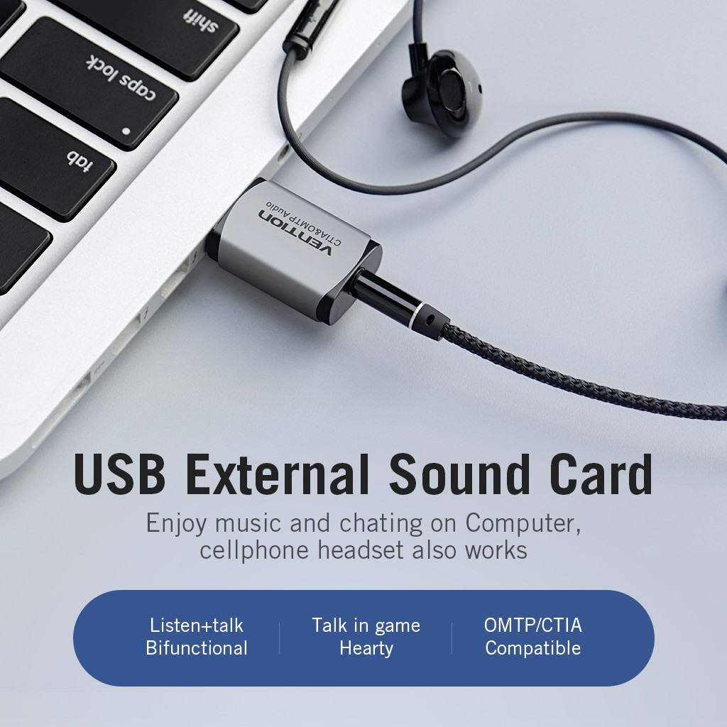 Card âm thanh VENTION gắn ngoài USB 2 trong 1 cho loa máy tính