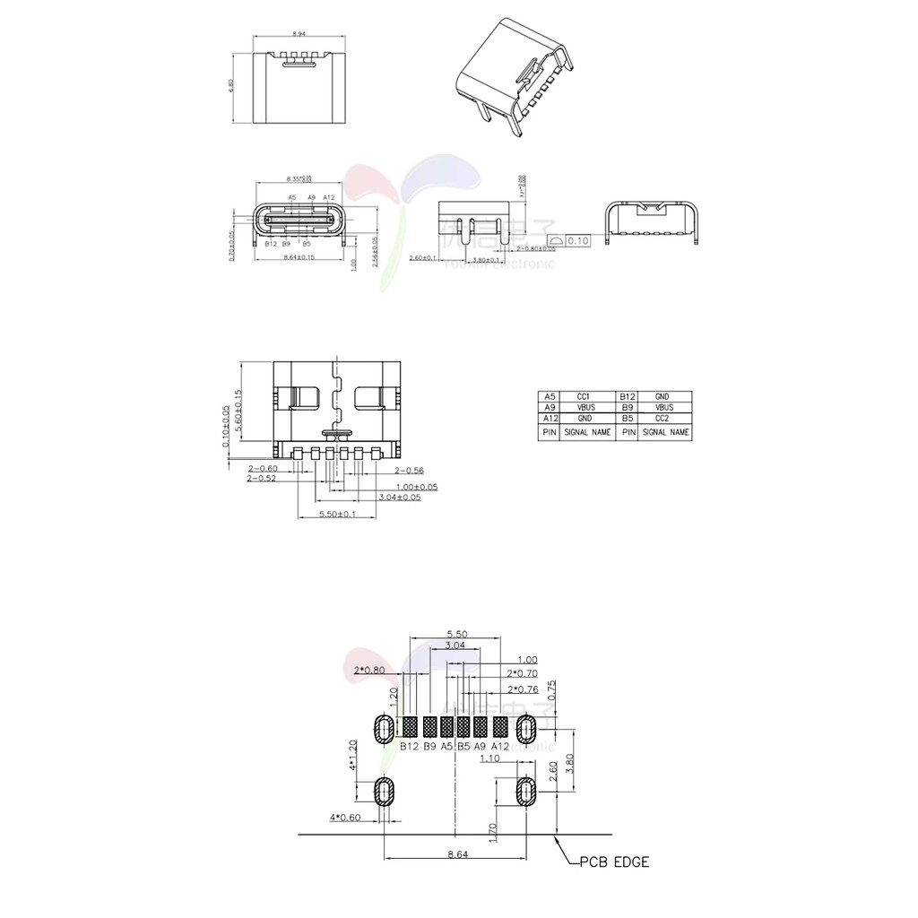 Set 10 đầu nối Smt 6 Pin Smt Micro Usb Type C 3.1 chuyên dụng