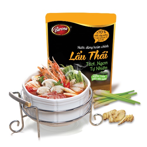 Xốt Muối Kim Chi Hàn Quốc Barona 180g, Combo 3 gói Tặng 1 gói Nước Dùng Lẩu Thái Barona 180g