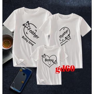 Áo gia đình trái tim áo đôi bố mẹ và bé thun cotton dày dặn, nhận in theo yêu cầu