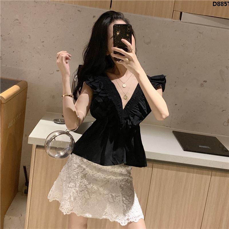 Áo Sơ Mi Cổ Lá Sen Phong Cách Hàn Quốc Thời Trang Cho Nữ